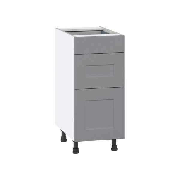 Willow Painted Slate Gray  Shaker Assembled Base Cabinet with 3 Drawers (15 in. W x 34.5 in. H x 24 in. D)