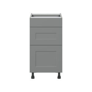 Willow Painted Slate Gray  Shaker Assembled Base Cabinet with 3 Drawers (18 in. W x 34.5 in. H x 24 in. D)