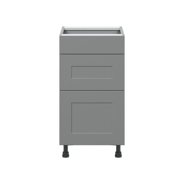 Willow Painted Slate Gray  Shaker Assembled Base Cabinet with 3 Drawers (18 in. W x 34.5 in. H x 24 in. D)