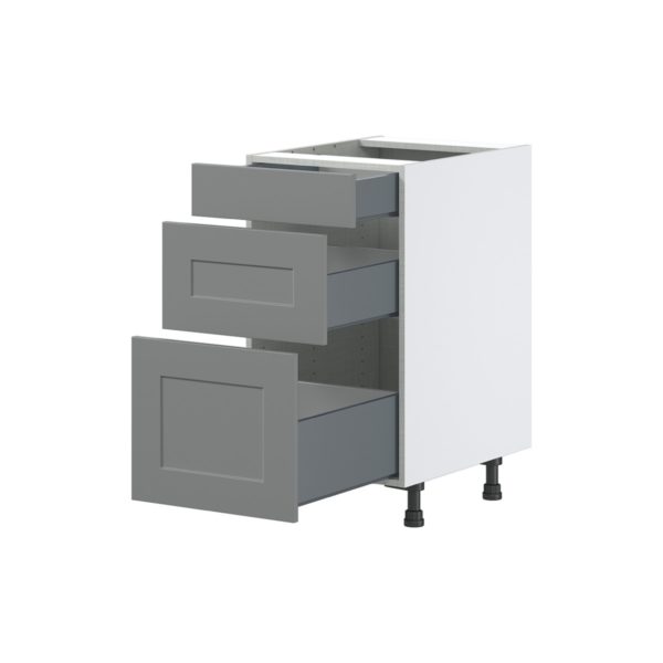 Willow Painted Slate Gray  Shaker Assembled Base Cabinet with 3 Drawers (18 in. W x 34.5 in. H x 24 in. D)