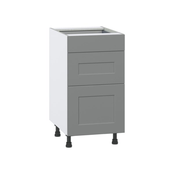 Willow Painted Slate Gray  Shaker Assembled Base Cabinet with 3 Drawers (18 in. W x 34.5 in. H x 24 in. D)