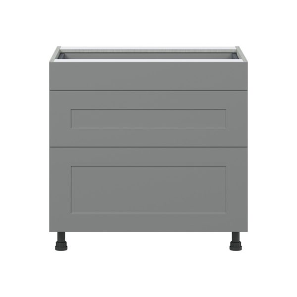 Willow Painted Slate Gray  Shaker Assembled Base Cabinet with 3 Drawers (36 in. W x 34.5 in. H x 24 in. D)