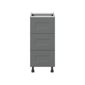 Willow Painted Slate Gray  Shaker Assembled Base Cabinet with Three 10 in. Drawers and 1 Inner Drawer (15 in. W x 34.5 in. H x 24 in. D)