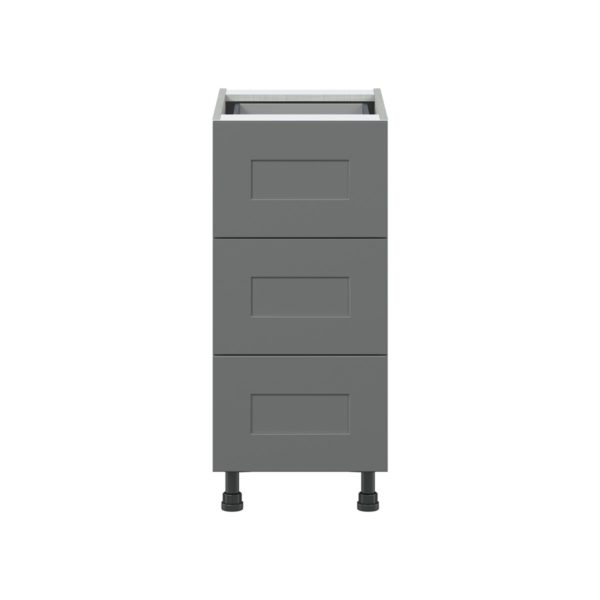 Willow Painted Slate Gray  Shaker Assembled Base Cabinet with Three 10 in. Drawers and 1 Inner Drawer (15 in. W x 34.5 in. H x 24 in. D)