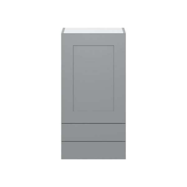 Willow Painted Slate Gray  Shaker Assembled Wall  Cabinet with a Door and Two 5 in. Drawers (18 in. W x 35 in. H x 14 in. D)