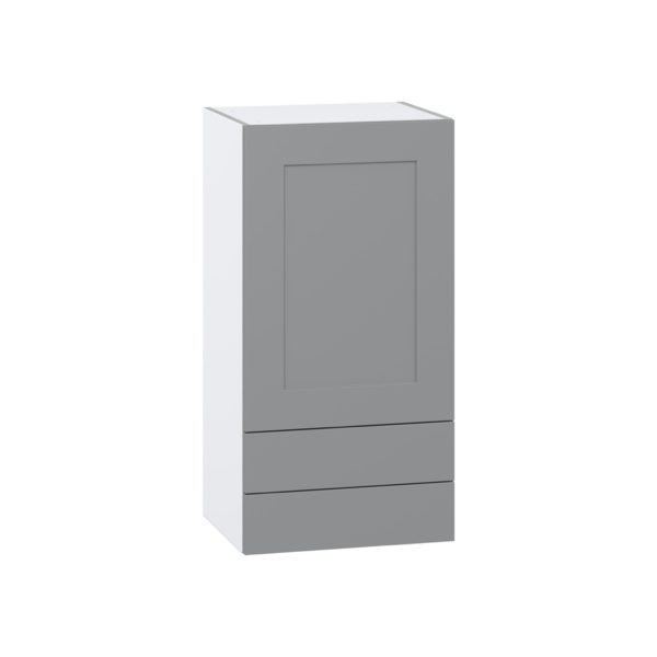 Willow Painted Slate Gray  Shaker Assembled Wall  Cabinet with a Door and Two 5 in. Drawers (18 in. W x 35 in. H x 14 in. D)