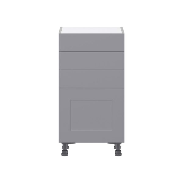 Willow Painted Slate Gray  Shaker Assembled Shallow Base Cabinet with 1 Door and Three 5 In. Drawers (18 in. W x 34.5 in. H x 14 in. D)