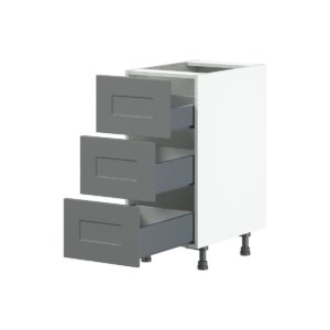 Willow Painted Slate Gray  Shaker Assembled Base Cabinet with Three 10 in. Drawers (15 in. W x 34.5 in. H x 24 in. D)