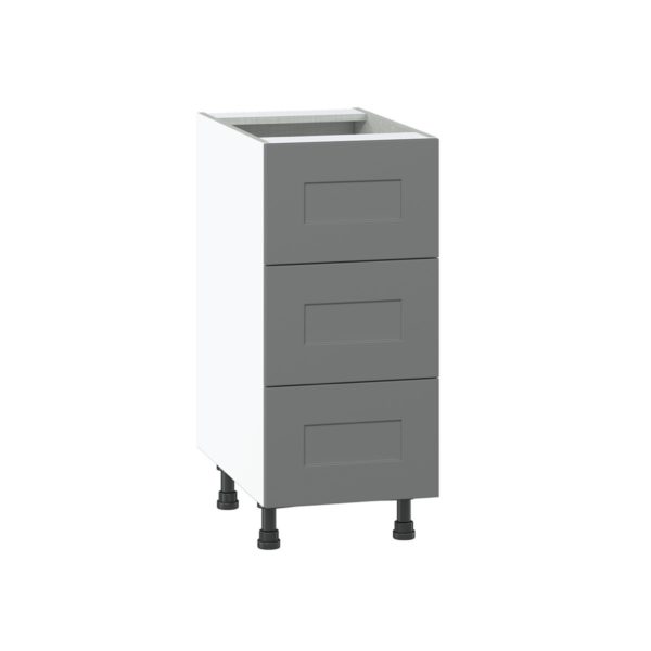 Willow Painted Slate Gray  Shaker Assembled Base Cabinet with Three 10 in. Drawers (15 in. W x 34.5 in. H x 24 in. D)