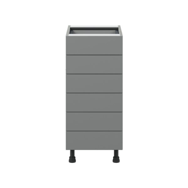 Willow Painted Slate Gray  Shaker Assembled Base Cabinet with 6 Drawers (15 in. W x 34.5 in. H x 24 in. D)