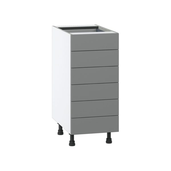 Willow Painted Slate Gray  Shaker Assembled Base Cabinet with 6 Drawers (15 in. W x 34.5 in. H x 24 in. D)