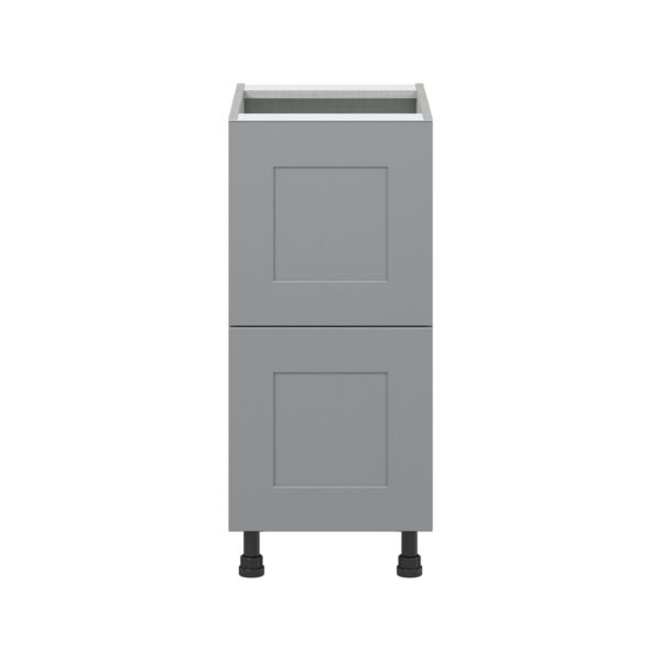 Willow Painted Slate Gray  Shaker Assembled Base Cabinet with 2 Drawers (15 in. W x 34.5 in. H x 24 in. D)