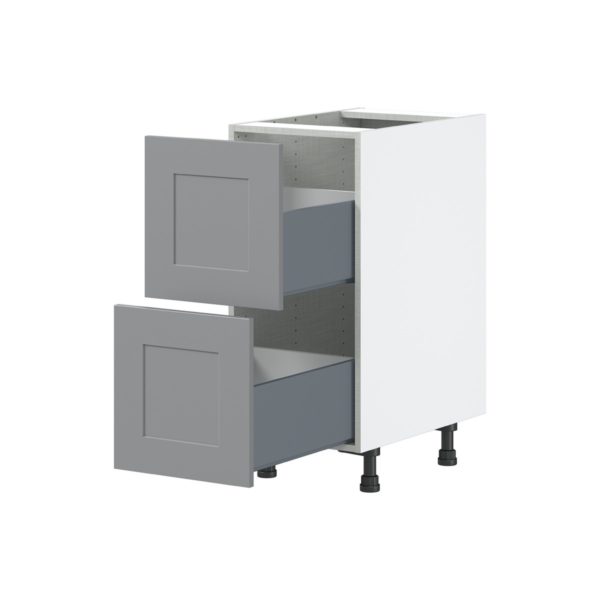 Willow Painted Slate Gray  Shaker Assembled Base Cabinet with 2 Drawers (15 in. W x 34.5 in. H x 24 in. D)