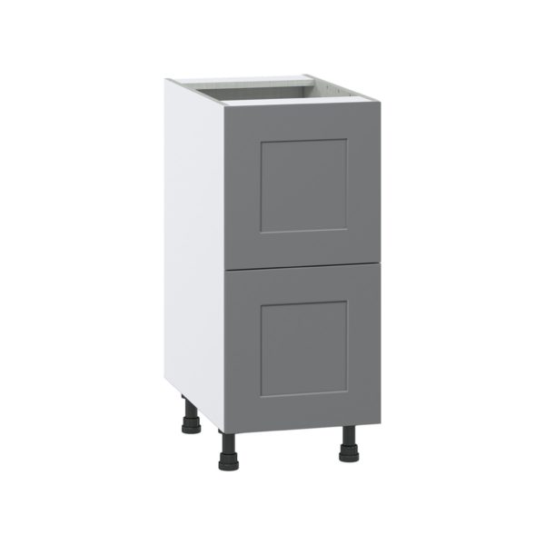 Willow Painted Slate Gray  Shaker Assembled Base Cabinet with 2 Drawers (15 in. W x 34.5 in. H x 24 in. D)