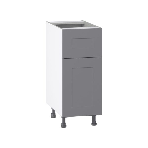 Willow Painted Slate Gray  Shaker Assembled Base Cabinet with 1 Door and 10 in. Drawer (15 in. W x 34.5 in. H x 24 in. D)