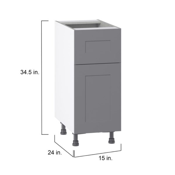 Willow Painted Slate Gray  Shaker Assembled Base Cabinet with 1 Door and 10 in. Drawer (15 in. W x 34.5 in. H x 24 in. D)