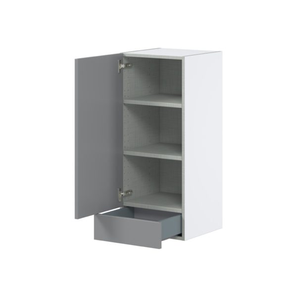 Willow Painted Slate Gray  Shaker Assembled Wall  Cabinet with a Door and a 5 in. Drawer (15 in. W x 35 in. H x 14 in. D)