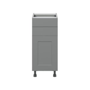 Willow Painted Slate Gray  Shaker Assembled Base Cabinet with 1 Door and Two 5 in. Drawers (15 in. W x 34.5 in. H x 24 in. D)