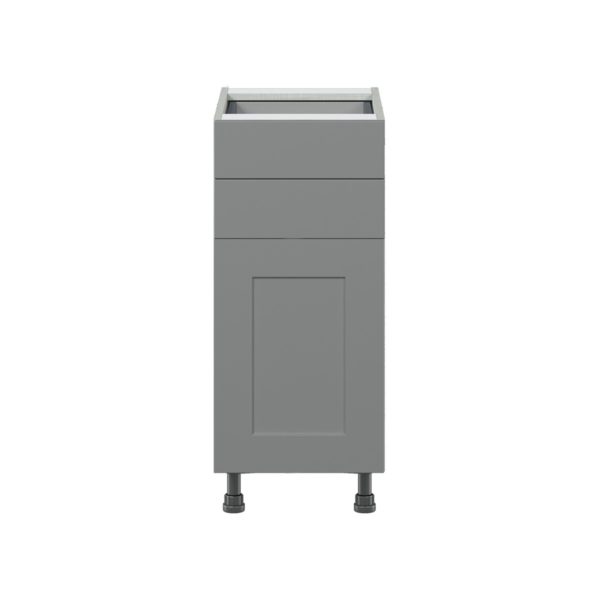 Willow Painted Slate Gray  Shaker Assembled Base Cabinet with 1 Door and Two 5 in. Drawers (15 in. W x 34.5 in. H x 24 in. D)