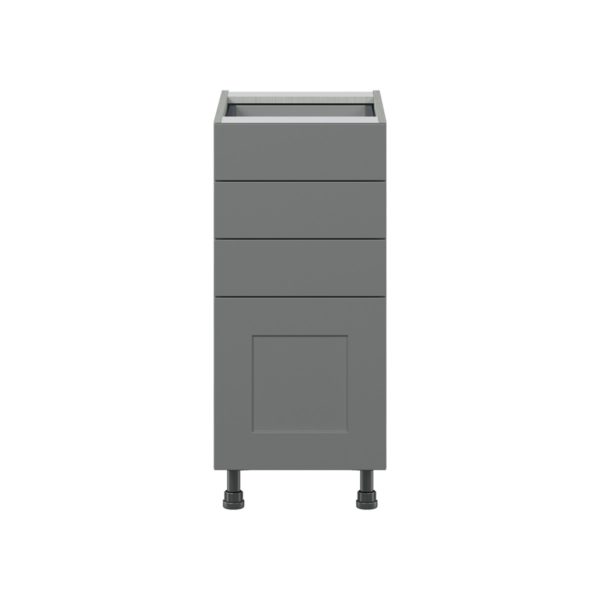 Willow Painted Slate Gray  Shaker Assembled Base Cabinet with 4 Drawers (15 in. W x 34.5 in. H x 24 in. D)