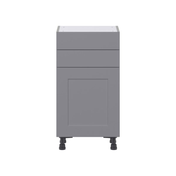 Willow Painted Slate Gray  Shaker Assembled Shallow Base Cabinet with 1 Door and Two 10 in. Drawers (18 in. W x 34.5 in. H x 14 in. D)