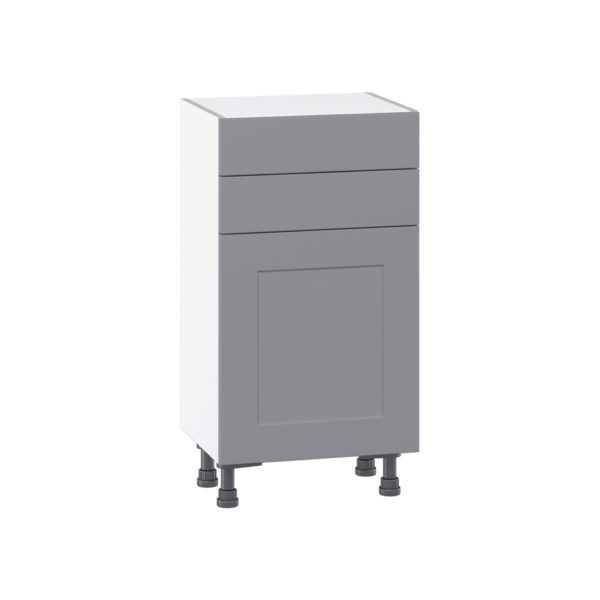 Willow Painted Slate Gray  Shaker Assembled Shallow Base Cabinet with 1 Door and Two 10 in. Drawers (18 in. W x 34.5 in. H x 14 in. D)