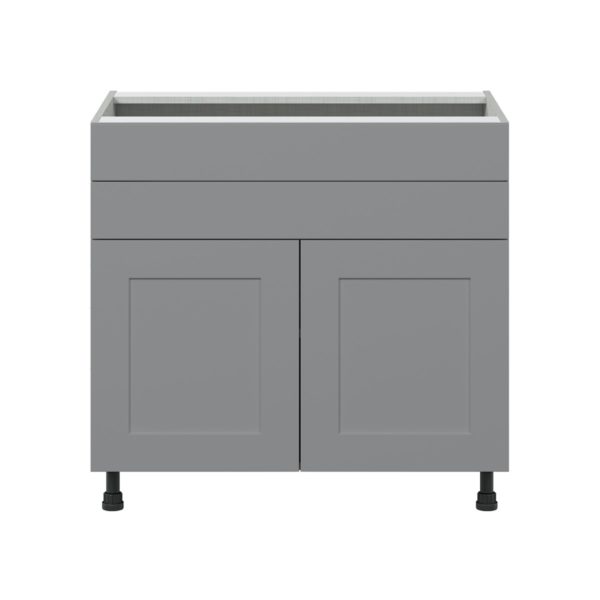 Willow Painted Slate Gray  Shaker Assembled Cooktop Base Cabinet with 2 Doors and Two 5 in. Drawers (36 in. W x 34.5 in. H x 24 in. D)