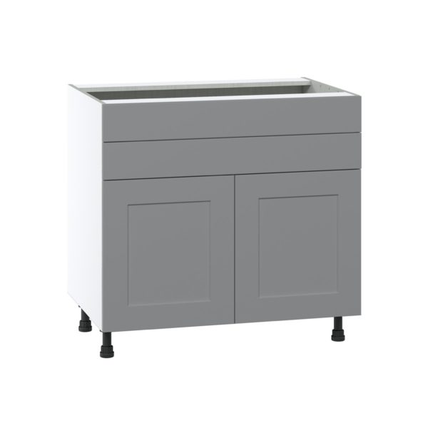 Willow Painted Slate Gray  Shaker Assembled Cooktop Base Cabinet with 2 Doors and Two 5 in. Drawers (36 in. W x 34.5 in. H x 24 in. D)