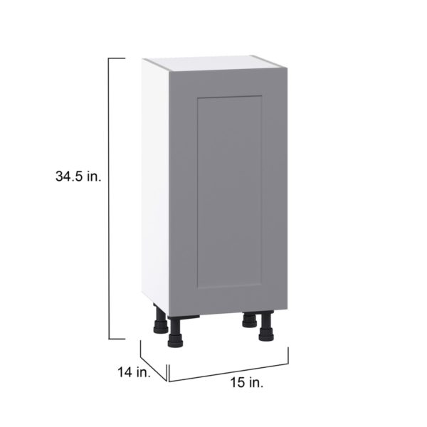 Willow Painted Slate Gray  Shaker Assembled Shallow Base Cabinet with a Full High Door (15 in. W x 34.5 in. H x 14 in. D)