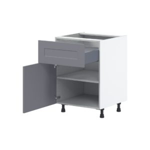 Willow Painted Slate Gray  Shaker Assembled Base Cabinet with 1 Door and 10 in. Drawer (24 in. W x 34.5 in. H x 24 in. D)