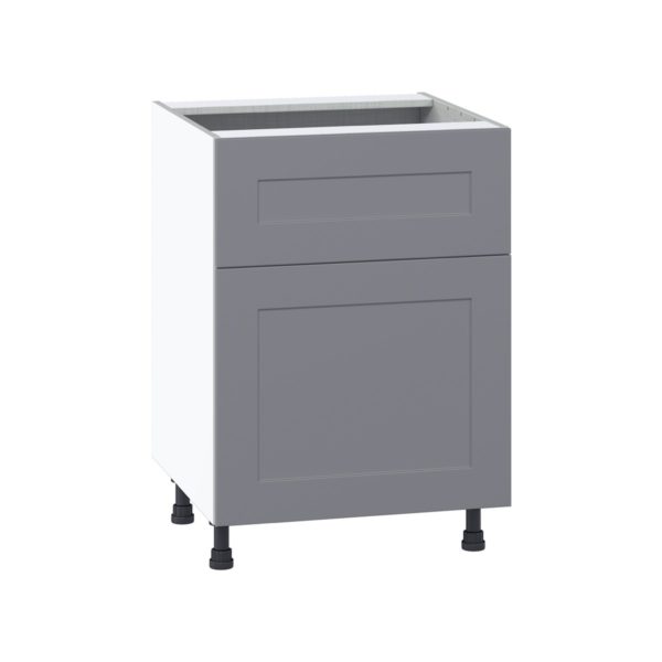 Willow Painted Slate Gray  Shaker Assembled Base Cabinet with 1 Door and 10 in. Drawer (24 in. W x 34.5 in. H x 24 in. D)