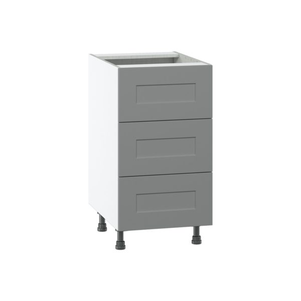 Willow Painted Slate Gray  Shaker Assembled Base Cabinet with Three 10 in. Drawers (18 in. W x 34.5 in. H x 24 in. D)