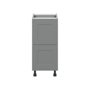 Willow Painted Slate Gray  Shaker Assembled Base Cabinet with 2 Drawers and 1 Inner Drawer (15 in. W x 34.5 in. H x 24 in. D)