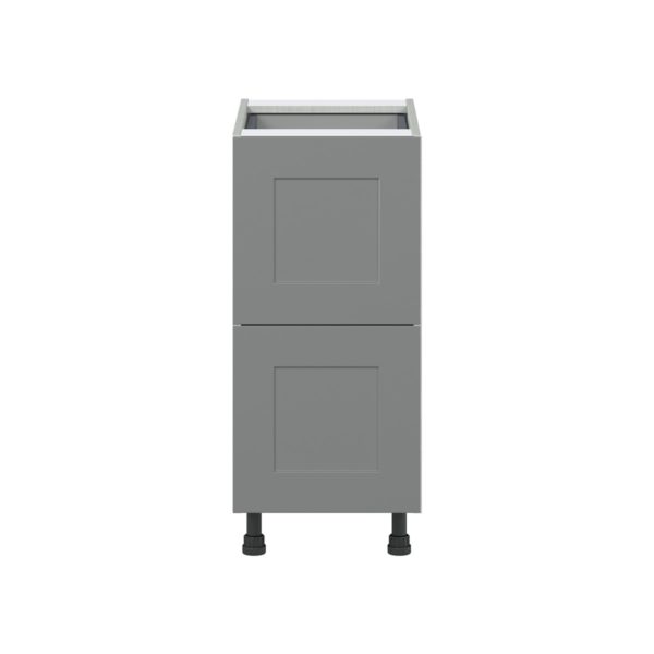 Willow Painted Slate Gray  Shaker Assembled Base Cabinet with 2 Drawers and 1 Inner Drawer (15 in. W x 34.5 in. H x 24 in. D)