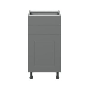 Willow Painted Slate Gray  Shaker Assembled Base Cabinet with 1 Door and Two 5 in. Drawers (18 in. W x 34.5 in. H x 24 in. D)