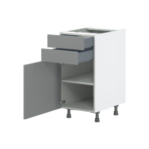 Willow Painted Slate Gray  Shaker Assembled Base Cabinet with 1 Door and Two 5 in. Drawers (18 in. W x 34.5 in. H x 24 in. D)