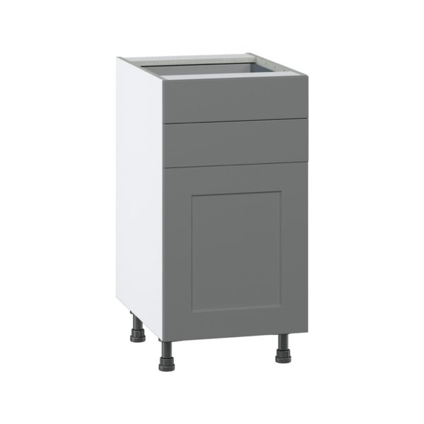 Willow Painted Slate Gray  Shaker Assembled Base Cabinet with 1 Door and Two 5 in. Drawers (18 in. W x 34.5 in. H x 24 in. D)