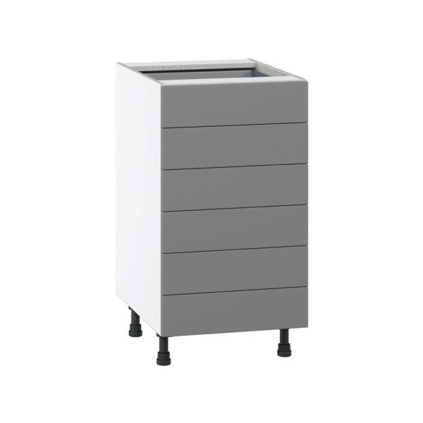 Willow Painted Slate Gray  Shaker Assembled Base Cabinet with 6 Drawers (18 in. W x 34.5 in. H x 24 in. D)