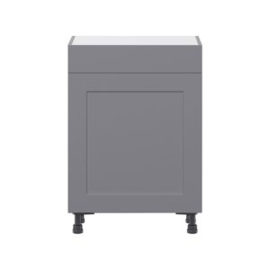 Willow Painted Slate Gray  Shaker Assembled Shallow Base Cabinet with 1 Door and 1 Drawer (24 in. W x 34.5 in. H x 14 in. D)