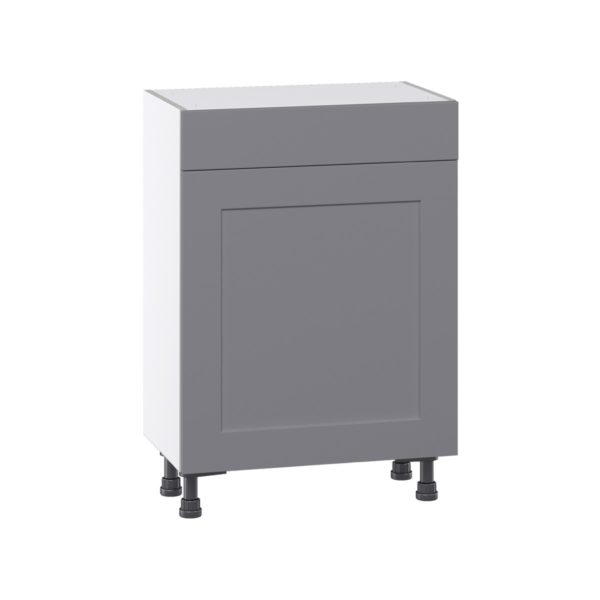 Willow Painted Slate Gray  Shaker Assembled Shallow Base Cabinet with 1 Door and 1 Drawer (24 in. W x 34.5 in. H x 14 in. D)