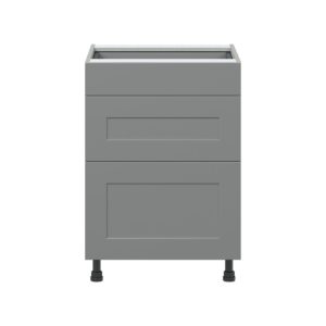 Willow Painted Slate Gray  Shaker Assembled Base Cabinet with 3 Drawers (24 in. W x 34.5 in. H x 24 in. D)