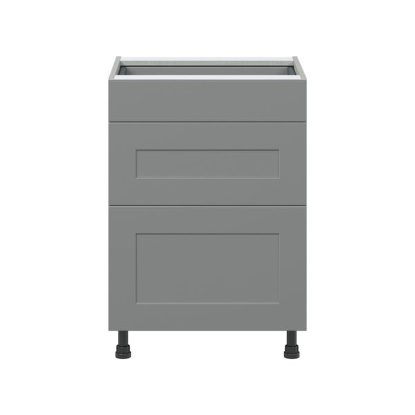 Willow Painted Slate Gray  Shaker Assembled Base Cabinet with 3 Drawers (24 in. W x 34.5 in. H x 24 in. D)