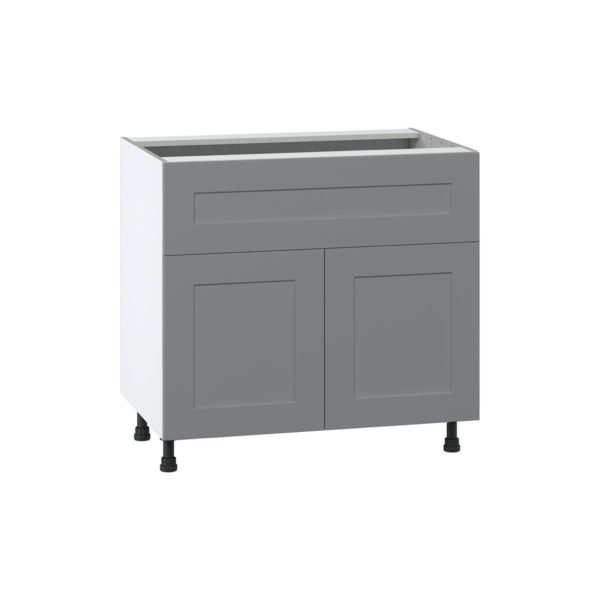 Willow Painted Slate Gray  Shaker Assembled Base Cabinet with 1 Door and 10 in. Drawer (36 in. W x 34.5 in. H x 24 in. D)