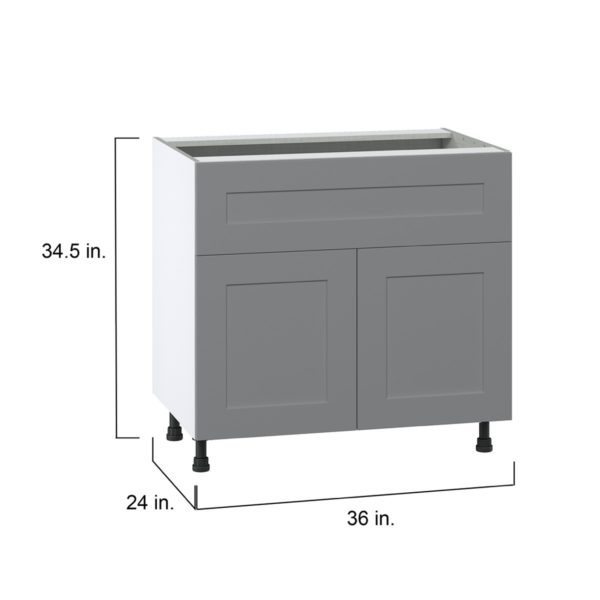 Willow Painted Slate Gray  Shaker Assembled Base Cabinet with 1 Door and 10 in. Drawer (36 in. W x 34.5 in. H x 24 in. D)