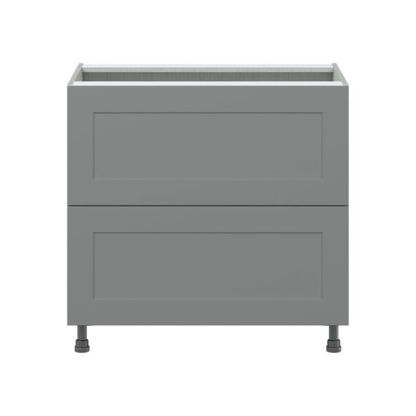 Willow Painted Slate Gray  Shaker Assembled Base Cabinet with 2 Drawers (36 in. W x 34.5 in. H x 24 in. D)