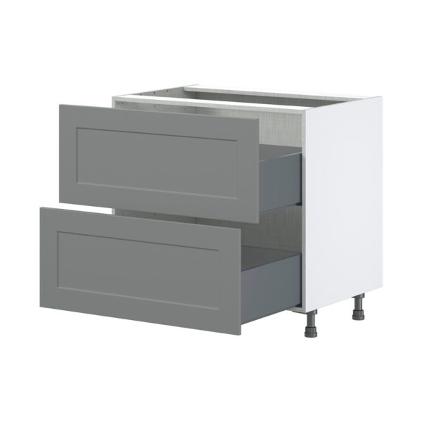 Willow Painted Slate Gray  Shaker Assembled Base Cabinet with 2 Drawers (36 in. W x 34.5 in. H x 24 in. D)