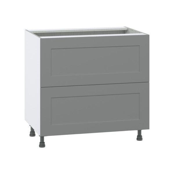 Willow Painted Slate Gray  Shaker Assembled Base Cabinet with 2 Drawers (36 in. W x 34.5 in. H x 24 in. D)