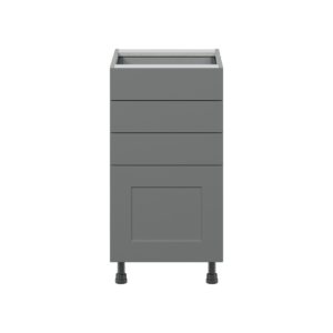 Willow Painted Slate Gray  Shaker Assembled Base Cabinet with 4 Drawers (18 in. W x 34.5 in. H x 24 in. D)