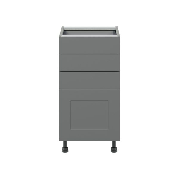 Willow Painted Slate Gray  Shaker Assembled Base Cabinet with 4 Drawers (18 in. W x 34.5 in. H x 24 in. D)