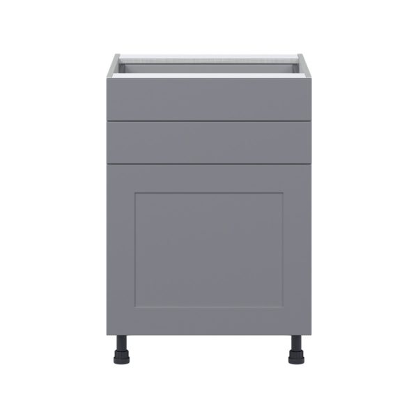 Willow Painted Slate Gray  Shaker Assembled Base Cabinet with 1 Door and Two 5 in. Drawers (24 in. W x 34.5 in. H x 24 in. D)